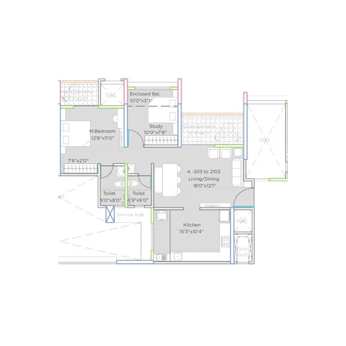 Legacy Kairos Rahatani 2BHK Floorplan Image