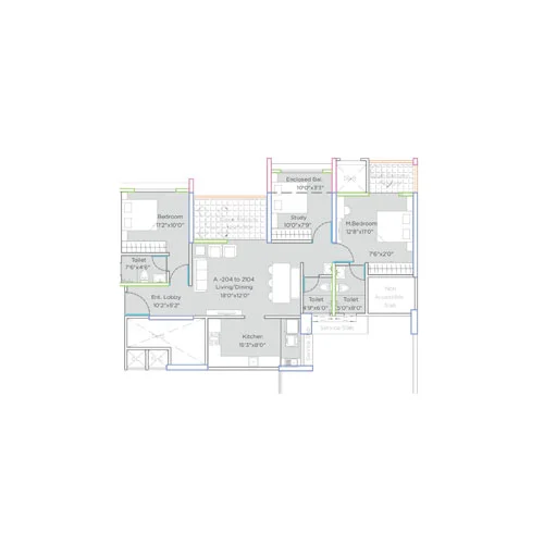 Legacy Kairos Rahatani 3BHK Floorplan Image
