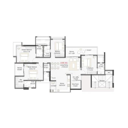 Legacy Kairos Rahatani 4.5BHK Floorplan Image